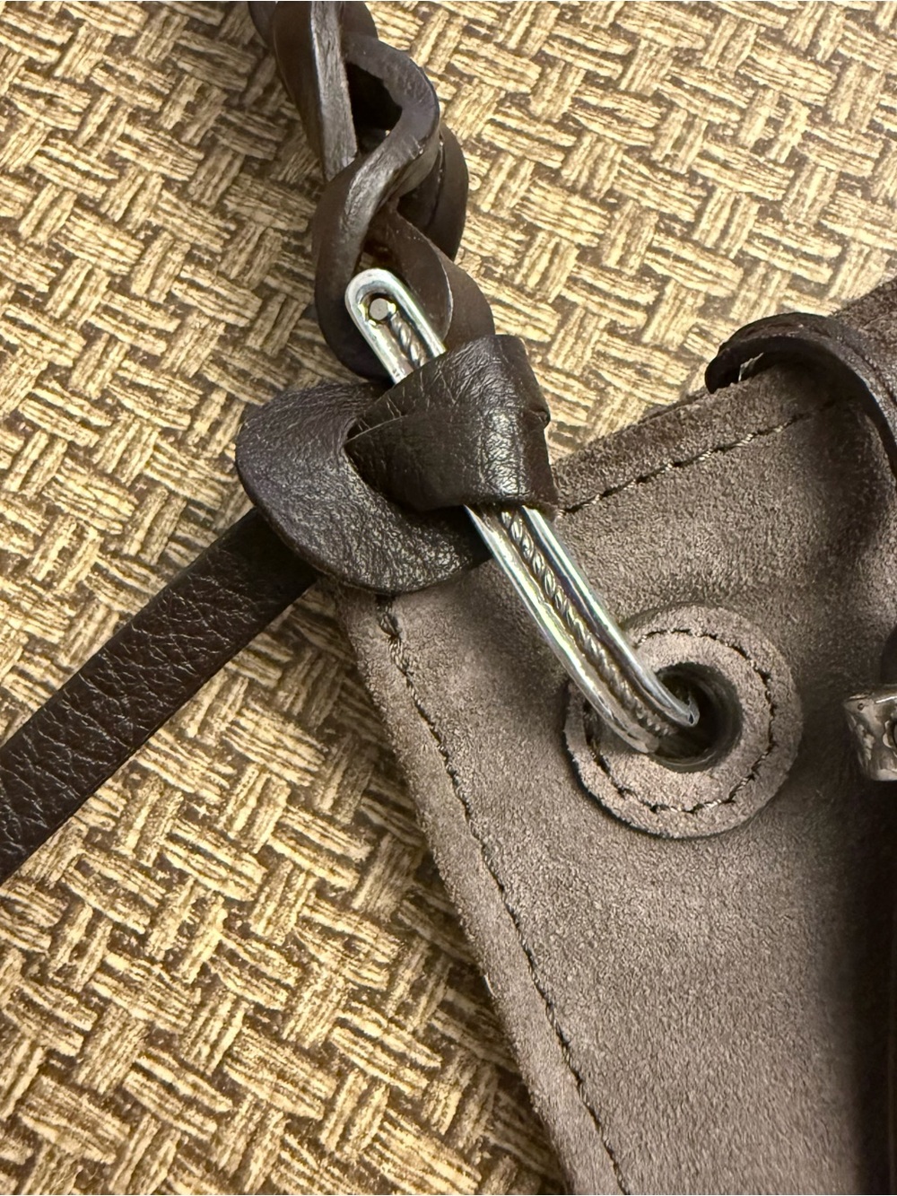 Brighton Piper Suede Medallion Shoulder Bag Taupe Gray - Picture 7 of 16